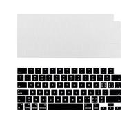2 Piezas Cubierta del Teclado Compatible con MacBook Air/Pro 13,6 14 16 15,3 Pulgadas 2025-2021(M4/M3/M2/M1) A3240 A3241 A3112 A2918 A3186,Funda de Teclado Negro translúcido y translúcido TPU