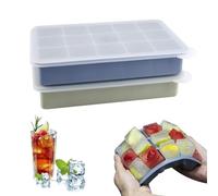 2 Piezas Cubitera Silicona con Tapa, Cubiteras para Hielo Silicona sin Bpa, Apilable Hielera, Apta para Lavavajillas, Cubitera Hielo Grande, Ice Cube Tray para Bebidas Frías, Whisky, Cócteles