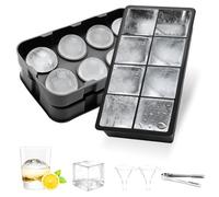 2 Piezas Cubitera Silicona, Cubiteras Para Hielo Grande con Tapa & Molde Hielo Redondo, Ice Cube Tray Sin BPA para Alimentos Bebés Whisky Purés de Frutas Helado
