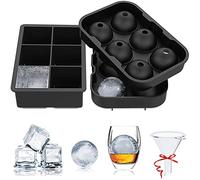 2 Piezas Cubitera Silicona, Cubiteras Para Hielo Grande & Molde Hielo Redondo con Embudo, Liberación Fácil, Sin BPA Reutilizables Ice Cube Tray para Whisky, Cócteles, Alimentos para Bebés