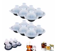 2 Piezas Cubiteras para Hielo, Cubitera Silicona con Tapa & Embudo, Moldes de Hielo Grandes y Redondos de 4.5CM, Sin BPA, Fácil Liberación, para Whisky y Cócteles