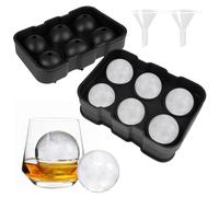 2 Piezas Cubiteras para Hielo Grande Redondo,17x12x5 cm Moldes Bolas de Hielo de Silicona,Sin BPA,Cubitera Silicona con Embudo,Bandeja para Cubitos de Hielo Esféricos para Whisky,Cócteles,Bebidas