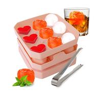 2 Piezas Cubiteras para Hielo Silicona in Rosas Corazón Bolas, Mini Hielera Silicona, 3D Ice Cube Tray Reutilizables, Cubitera con Tapa A Prueba de Polvo, Ice Maker para Jugo Cócteles