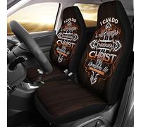 2 Piezas Cubre De Asiento Delanteros Moda Auto Asiento Delantero Cojín Fundas Asientos Delanteros Coche Universal para Sedán Camión SUV Dios Cruz Todo Lo Puedo En Cristo Que Me Fortalece