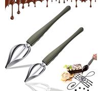 2 Piezas Cuchara de Dibujo de Decoración Cuchara Lápiz Cuchara para Salsa Cuchara de Chocolate de Acero Inoxidable Cuchara con Boquillas Cónicas para Postre Plato de Comida Decoración Diseño