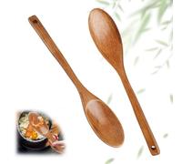 2 Piezas Cuchara de Madera de Mango Largo, 33cm Cucharas Utensilios de Cocina Madera, Nature Wooden Cooking Spoon, Redonda Cuchara madera Cocina, Wooden Kitchenware para Cocinar y Agitar Servir Platos