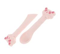 2 Piezas Cuchara Espátula Abrelatas y Diseño Rosa de Silicona | Herramienta Conveniente para Alimentar Gatos, Limpieza Fácil, Uso Diario en Alimentación Húmeda