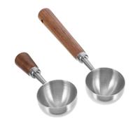 2 Piezas Cuchara Medidora de Café Vintage con Mango de Madera | Porción Controlada, Fácil de Limpiar, para Harina y Fórmula Infantil, Uso en Café y Horneado