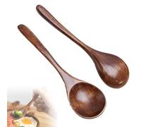 2 Piezas Cucharas de Madera,20cm Mango Largo Cuchara Madera Ramen,Cucharas Soperas Cucharillas Utensilios Cocina de Madera，Cucharon Grandes Para Especias, Café, Té, Miel, Confitería