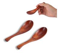 2 Piezas Cucharas De Madera Pequeñas, Cucharas De Sopa De Madera Con Mango Corto Cucharas De Sopa Chinas, Cucharas De Madera Asiáticas Suministros De Cocina Para Sopa, Café, Ensaladas, Postres, Patata