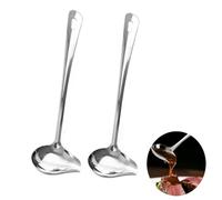 2 Piezas Cucharón de Salsa Acero Inoxidable, 29cm Cuchara Ovalada con Pico y Mango Largo para Rociar, Servir Sopa, Salsas y Aliños