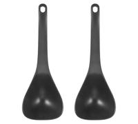 2 Piezas Cucharón de Sopa, Plástico Negro Resistente | Cabeza Profunda Borde Redondeado, Diseño Integrado sin Juntas, Agarre Antideslizante y Fácil Limpieza