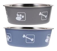 2 Piezas Cuenco de Acero Inoxidable para Mascotas Antideslizante | Doble Capa, 4, 5cm de Alto, Apto para Comida y Agua, Formato Compacto para Perros y Gatos