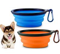 2 Piezas Cuenco de Silicona para Perros, Cuenco de Viaje Plegable, Cuenco de Viaje a Prueba de Fugas, Cuenco de Agua de Viaje portátil con mosquetón.