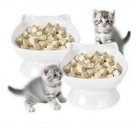 2 Piezas Cuenco Elevador para Gatos, Cuenco de Plástico para Mascotas, Diseño con Inclinación de 15°, Protege el Cuello y es Antideslizante para Gatos y Perros