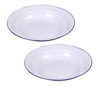 2 Piezas Cuenco Esmaltado Retro Vintage Blanco | Enamel, Estilo Antiguo, Apto para Guardar Alimentos, Colocación Estable, Fácil de Limpiar, Uso Doméstico