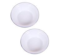 2 Piezas Cuenco Esmaltado Retro Vintage Blanco | Estilo Antiguo, Colocación Estable y Ahorro de Espacio, Apto para Lavar Fruta y Servir en Cocina