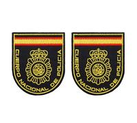 2 Piezas Cuerpo Nacional DE POLICIA Insignia de Parches Bordados Militares Escudo de Motociclista al Aire Libre con Respaldo de Bucle de Gancho