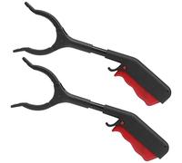 2 piezas de 11.8 pulgadas, herramienta para recoger arena de 11.8 pulgadas, extensión resistente para manos pequeñas que ayudan a abrazar demasiado agarrador de arena para personas mayores (negro-rojo