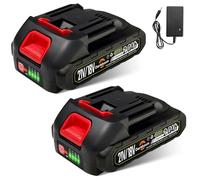 2 piezas de 21V 2.0Ah batería de herramienta eléctrica, indicador de carga, baterías para cortasetos, cortacésped, soplador, desbrozadora, aspirador de hojas, limpiador de alta presión, cortador de