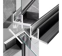 2 piezas de 39,5" Puerta de ducha sin marco Kit de canaletas para vidrio, Tipo T/F Aluminio Canaleta de sujeción para vidrio Para vidrio templado de 8-10 mm(F-Type Black,12mm glass)