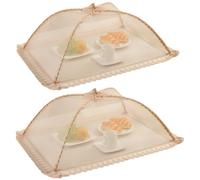 2 piezas de 40 cm x 50 cm, gran pantalla de malla desplegable, paraguas de tienda de campaña, reutilizable y plegable para picnic al aire libre, cubiertas de malla para alimentos para