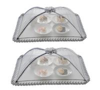 2 piezas de 40 cm x 50 cm, gran pantalla de malla desplegable, paraguas de tienda de campaña, reutilizable y plegable para picnic al aire libre, cubiertas de malla para alimentos para