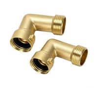 2 piezas de 90 grados de arco de manguera de latón para conexión de agua de autocaravana y grifo de agua exterior, conector giratorio evita dobleces, metal resistente para camping y jardín, fácil