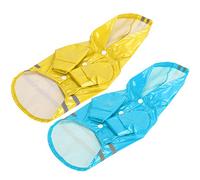 2 Piezas de Abrigo de Impermeable para Perros con Rayas Reflectantes para Caminatas Nocturnas, Ropa Lluvia con Capucha en Amarillo y E (S)