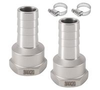 2 piezas de acero inoxidable 3/4 pulgadas, púa de 20 mm a boquilla de manguera de acero inoxidable IG de 3/4 pulgadas, rosca interior, conector de manguera de 20 mm, acoplamiento de manguera DN20 para