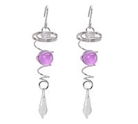 2 piezas de acero inoxidable viento Chimes | Gazing Ball Spiral Tail Wind Ornament for Garden/Porch/Office | K9 Crystal & Glass with Fine Cuts | Relief Stress & Decorative Present (Purple)