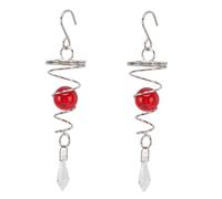 2 piezas de acero inoxidable viento Chimes | Gazing Ball Spiral Tail Wind Ornament for Garden/Porch/Office | K9 Crystal & Glass with Fine Cuts | Alivio del estrés y presente decorativo (rojo)