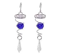 2 piezas de acero inoxidable viento Chimes | Gazing Ball Spiral Tail Wind Ornament for Garden/Porch/Office | K9 Crystal & Glass with Fine Cuts | Relief Stress & Decorative Present (azul)