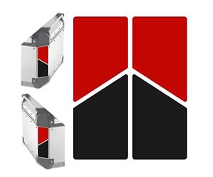 2 piezas de ADHESIVOS REFLECTANTES bicolores compatibles con GIVI Monokey Trekker Outback Bauletto de aluminio, TOP CASE 37 42 48 L (rojo-negro)