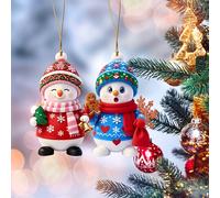 2 Piezas de Adorno Navideño de de Muñecos de Nieve - Decoraciones Colgantes de Plástico con Padre y Figuras de , Duraderas / Decoración para Árbol de Navidad y Fiestas, Set de Regalo Festivo