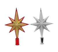 2 Piezas de Adornos de Estrellas para La Superior del Árbol Exquisitas Decoraciones Navideñas de Plástico 3D para El Hogar Brillantes para Un Festivo