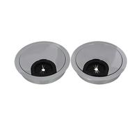 2 piezas de aleación zinc redonda for mesa, tapa orificio for salida cables, pasacables for ordenador, escritorio, 50/53/60/80 mm, soporte línea(Bright Silver,50mm)