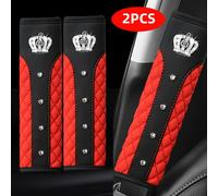 2 Piezas de Almohadillas para Cinturón de Seguridad con Diamantes, Diseño Acolchado en Cuero PU - Modernas y Resistentes, Protector de Cinturón de Asiento, Accesorios para Auto