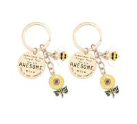 2 Piezas De Anillo De Llave De Abeja De Girasol, Anillo De Llave De Cuota Inspiradora, Elee Anillo De Llave De Metal, Anillo De Llave Divertido, Accesorios De Remolques De Llave