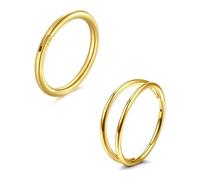 2 piezas de anillo de piercing nasal de acero quirúrgico 20G delgado de doble anillo, anillo clicker para septum, 8/10mm para hélice, concha, cartílago, tragus, joyería de piercing nasal, 20G*10mm-2