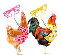 2 piezas de arnés y correa de pollo ajustable, elástico y cómodo, chaleco de gallina transpirable, diseño de fruta, arnés de pato para menos de 2 libras de pollo pato ganso de pollo y mascotas pequeñas entrenando caminata (M)