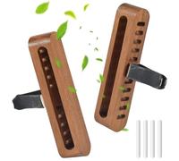 2 piezas de aromaterapia difusor de aceite esencial de coche, pinza de ventilación difusor de coche, nogal clip de ventilación de aromaterapia para coches, con 4 recargas,