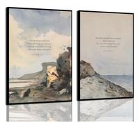 2 piezas de arte de pared con versículos bíblicos, Salmo 121:1-2 y 27:1, impresiones cristianas en lienzo motivacional, pintura vintage en acuarela, cuadros religiosos inspiradores, decoración de