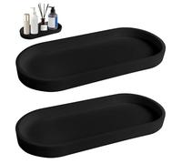 2 piezas de bandeja para baño, bandeja decorativa pequeña de silicona, bandeja para tocador, decoración moderna para baño, accesorios de baño, para fregadero de cocina, salón, lavabo, bañera (negro)