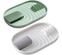 2 piezas de bandeja para utensilios de cocina, soporte para tapa de olla, soporte para bandeja para cucharas, bandeja para utensilios que evita mancha