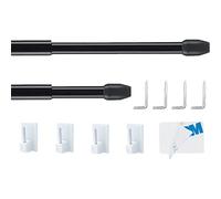 2 piezas de barra para cortinas de ventana, barras para cortinas de ventana, varillas para cortinas de visillo para persianas, armario, ventana, cocina, proyectos de bricolaje (50-85CM, Negro)