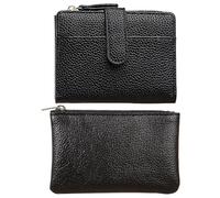 2 Piezas De Billetera De Cuero PU, Billetera Minimalista Clásica, Bolsas De Tarjetas Portátiles, Suministros De Viaje, Cartón De Mujer (Negro).