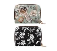 2 Piezas De Billetera De Monedas Florales, Bolsa De Clip De Tarjeta Simple Y De Moda para Mujeres Y Conveniente Bolsa De Almacenamiento Impreso De Viajes.