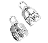 2 Piezas de Bloque de Polea Doble M32 de Acero Inoxidable para Elevación de Cables, Poleas de Rotación de 360°, Bloques de Polea Doble para Objetos Pesados, Elevación Industrial