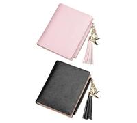 2 Piezas De Bolsa Breve Breve para Mujeres, Billetera Decorativa De Borla, Bolsa De Letras De Cuero PU, Bolsa De Tarjeta Portátil.